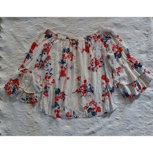 Solitaire Blouse Top ,floral, Size L, Rayon,19 Inch Of Armp To Armp.